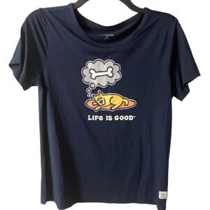 NWOT Life is Good Sleep shirt, Tee, Novelty, Sleepwear, PJ, Dog, Dream,Bone, SzS